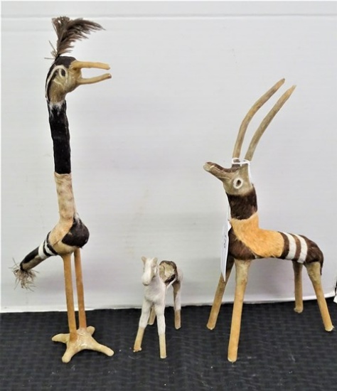 Lot of Three Animals made from Rawhide and Hide