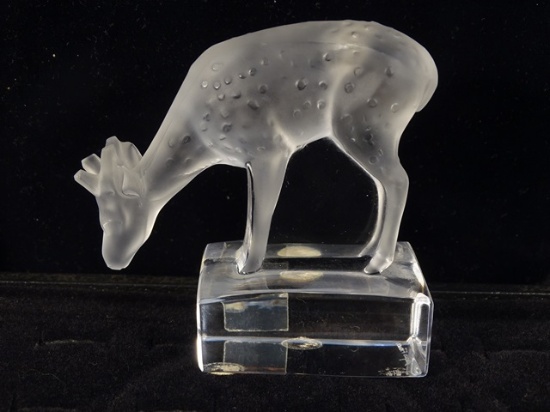 Lalique France Crystal Glass Deer Figurine 3.25"