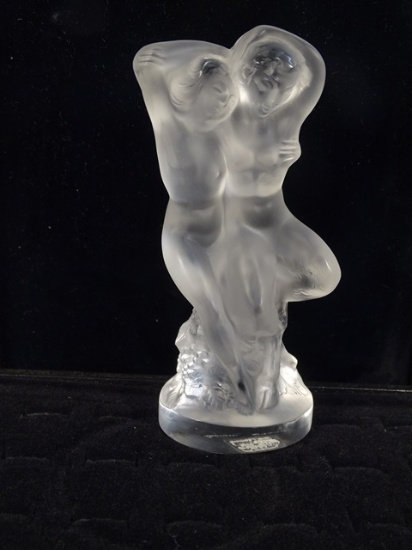 Lalique Frosty Crystal Nude Girls Signed 5.5"