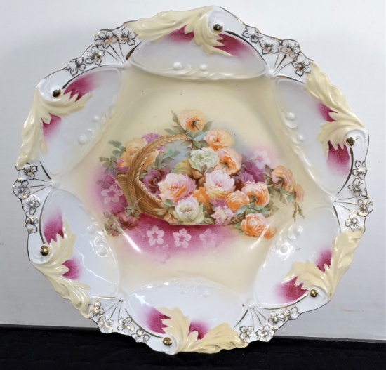 RS Prussia Hand Painted Bowl 11"