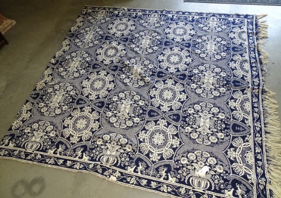 Wool Tapestry Blue & White 82" x 86"