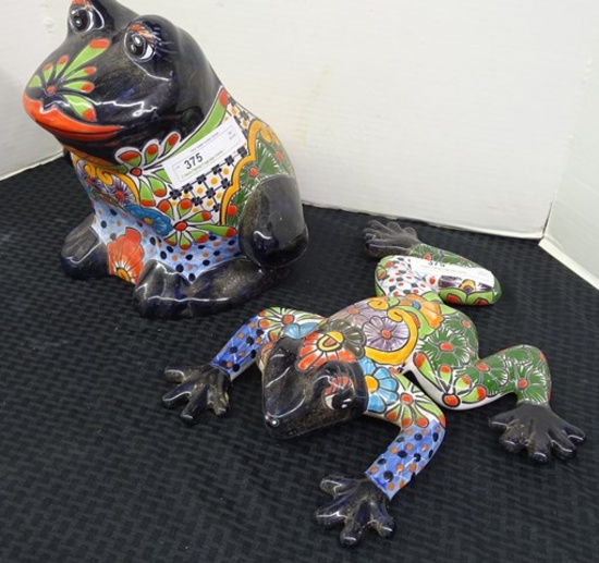 2 Hecho Painted Frogs Very Colorful