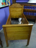 Oak Child's Bed/Cradle Pressed Carving 48