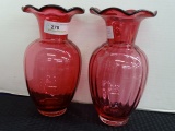 Pair of Cranberry Vases 10.5