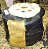 Rare Leather Moroccan Footstool from Les Oudaias