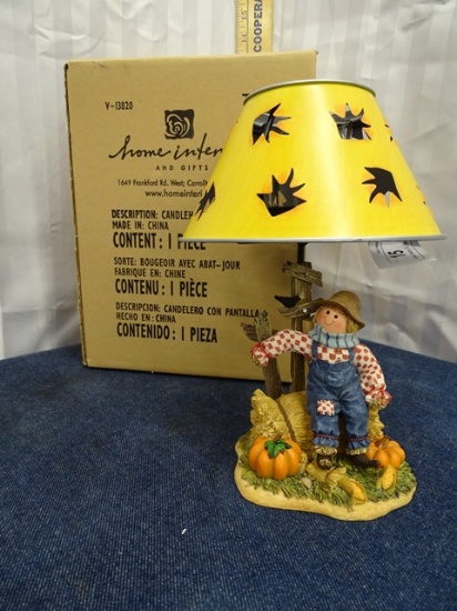 Home Interiors Tin Candle Scarcrow Lamp w/Shade