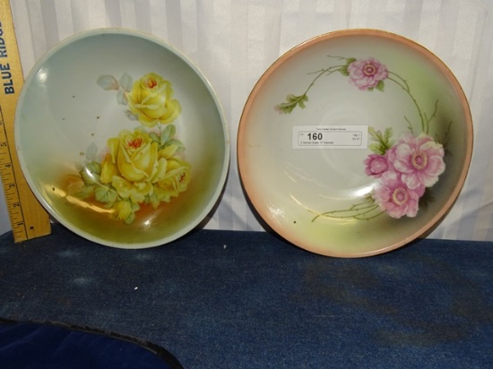 2 German Bowls 10" Diameter - Hand Painted