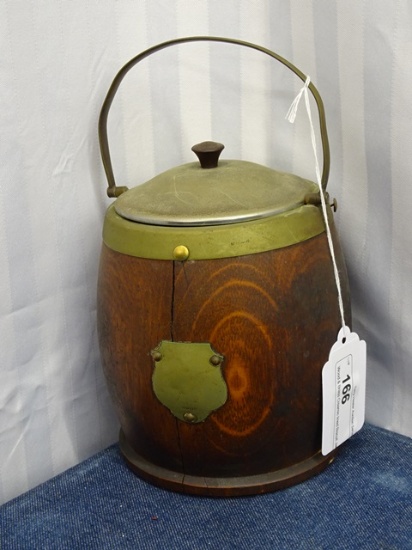 Wood & Brass Creamic lined Biscuit Jar