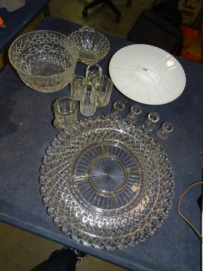 Box Lot Crystal & Milkglass
