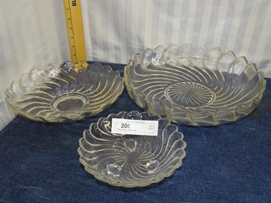 3 Swirl Pattern Crystal Bowls