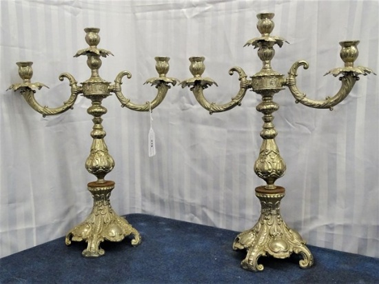 Pair of Metal Candelabras 21" tall