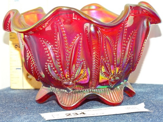 Fenton Red Footed Bowl 4" tall