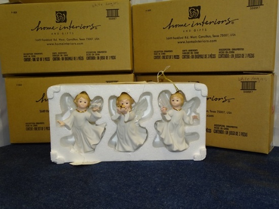 4 Boxes of  3 White Angel Oenaments MIB NOS