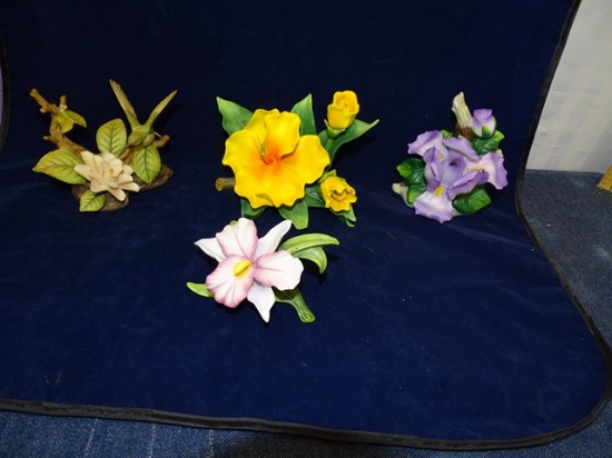 4 Porcelain Flowers & Birds