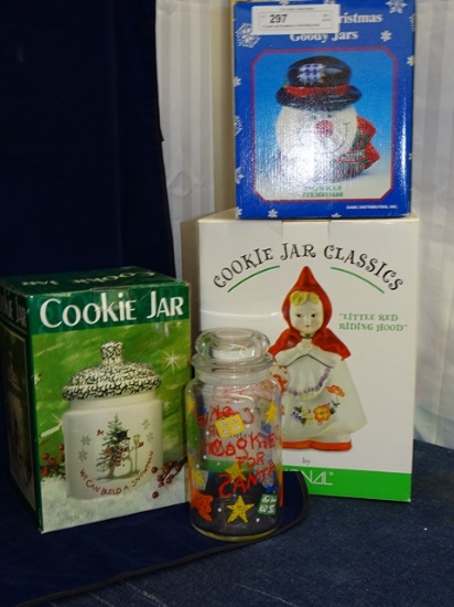 4 Cookie Jars-Snowman,Lil Red Riding Hood