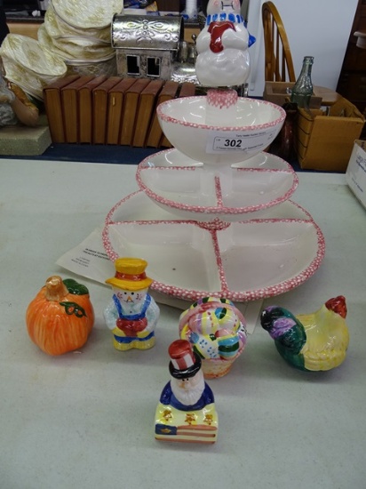 3 Tiered Serving Dish with Seasonal Finials