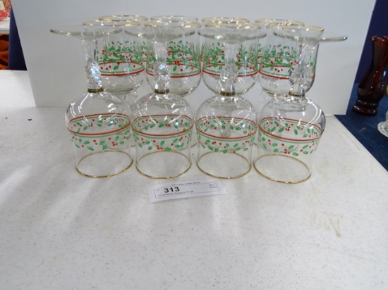 12 Christmas Glasses 6.75" tall