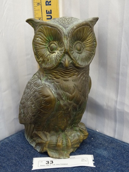 Brass Owl 8" Tall Very Detailed