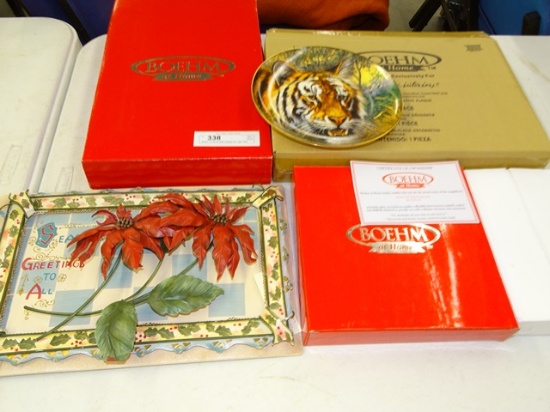 Boehm Christmas Wall Hanging and Tiger Plate