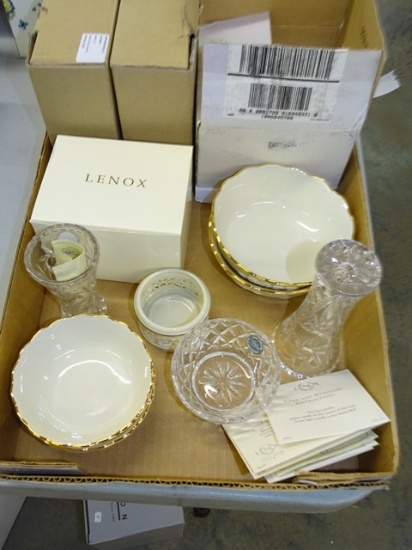 Box Lot of Lennox -Bowls,Vases and Elephant