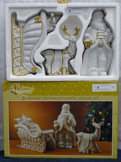 3 Pc. Glazed Porcelain Christmas Set in Box