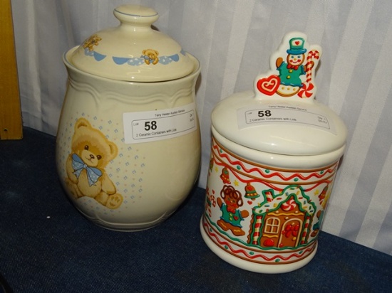 2 Ceramic Containers with Lids