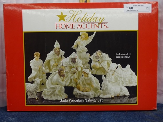 Jade Porcelain Nativity Set in Box