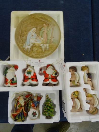 Box Lot of Misc. Christnas Figurines & Plate