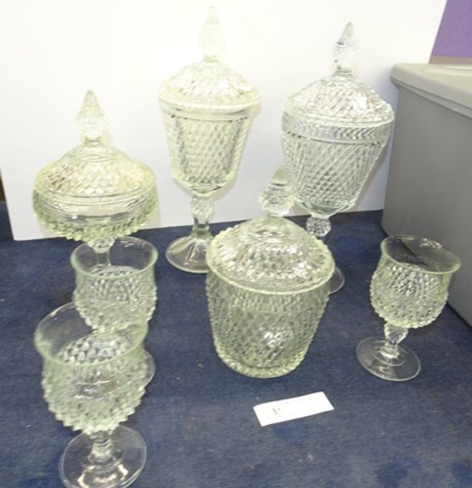 Lot of Diamond Point Glass