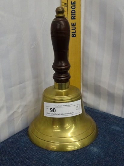 Brass School Bell with Wooden Handle 10"