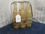 Set of 6 12 oz Pepsi Bottles and Metal Carrier