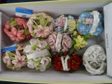 Lot of Porcelain & PolyStone Flowers And  Baskets
