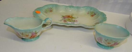 3 Pcs. Of Hand Painted China Old Floey