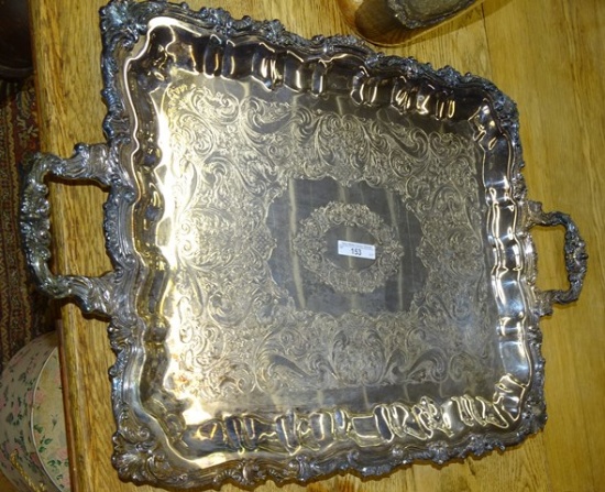 Large Silver Plate Sheridan Handled Tray 25" long