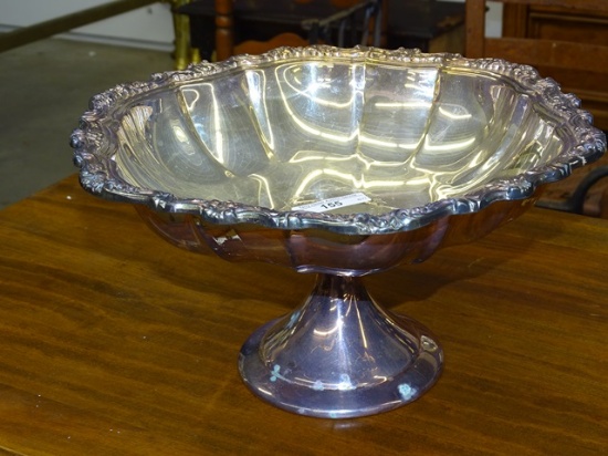 Large Silver Plate Bowl 6" tall 11 " Diameter