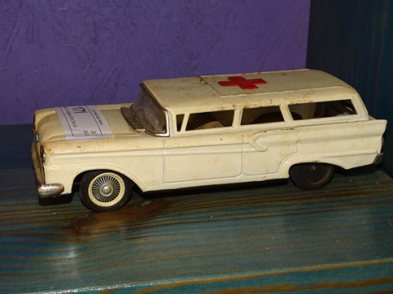 Vintage Ford Ambulance Friction Drive Car