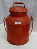 Red Metal Milk Pail with Lid 13.5
