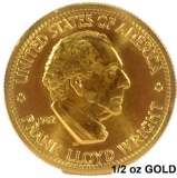 1/2 OZ GOLD 1982 USA Frank Lloyd Wright Coin