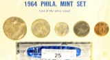 1964 P  U.S.  Coin Set Last Year of Silver Coins