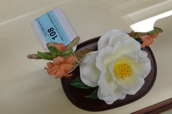 CAMELIA & AZELEA PORCELAIN FLOWER W/BASE 5.5" TALL