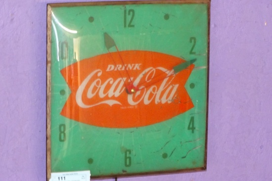 COCA COLA CLOCK CIRC 50'S 60'S SOME PAINT LOSS