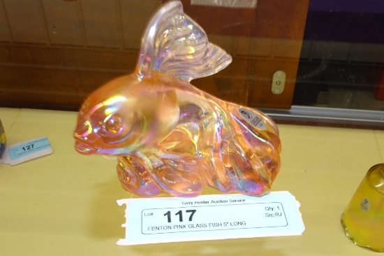 FENTON PINK GLASS FISH 5" LONG