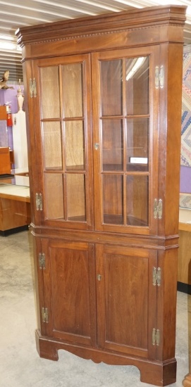 MAHOGANY CORNER CABINET PANEL GLASS DOORS