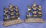 CAST IRON BOOKENDS USS CONSTITUTION BY BRONMET 20s