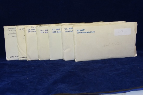 8 UNC MINT SETS 1971,72,73,74,76,77,78,79