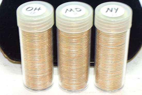 3 ROLLS UNC STATE QTRS NY,OH,MD