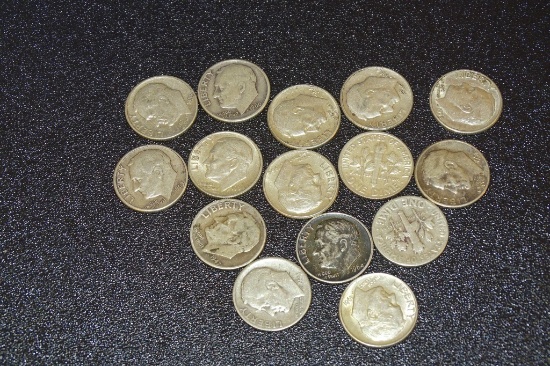 15 ROOSEVELT DIMES 1946,47D,51,56,59D,60D,61,63D