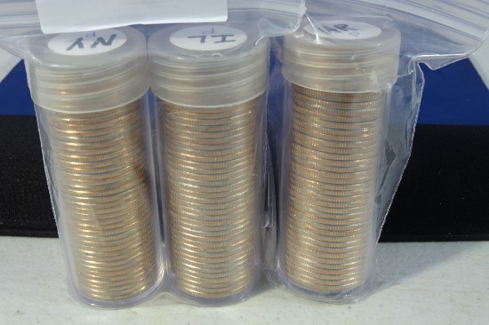 3 ROLLS UNC STATE QTRS IL,NY,AR