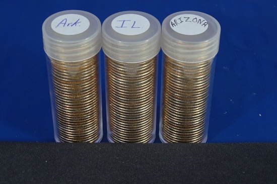 3 ROLLS UNC STATE QTRS IL,ARK,ARIZONA