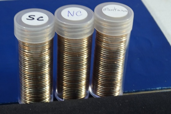 3 ROLLS UNC STATE QTRS SC,NC,MONTANA